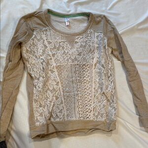 Women's Beige Lace Top